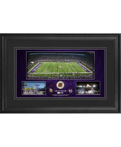 Fanatics Authentic Minnesota Vikings Framed 10" X 18" Stadium Panoramic Collage With Game-used Football In Multi