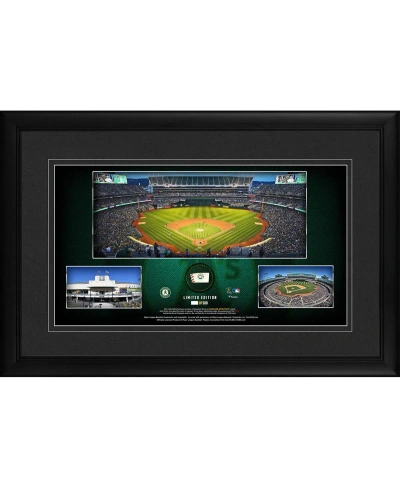 Fanatics Authentic Oakland Athletics Framed 10" X 18" Stadium Panoramic Collage With A Piece Of Game-used Baseball In Multi