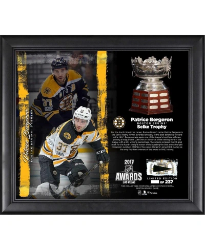 Fanatics Authentic Patrice Bergeron Boston Bruins Framed 15" X 17" 2017 Selke Trophy Winner Collage With A Piece Of Gam In Multi