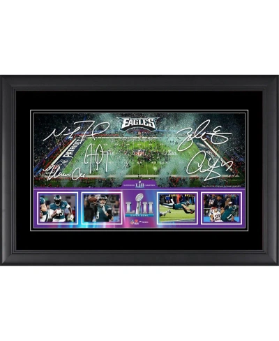 Fanatics Authentic Philadelphia Eagles Framed 10" X 18" Super Bowl Lii Champions Panoramic Collage With Facsimile Signa In Multi