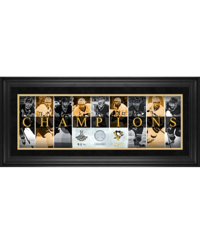 Fanatics Authentic Pittsburgh Penguins 2016 Stanley Cup Champions Framed Champions Panoramic With Game-used Net In Multi