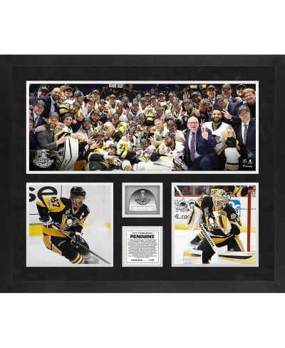 Fanatics Authentic Pittsburgh Penguins 2017 Stanley Cup Champions Framed 20" X 24" 3-photograph Collage With Game-used In Multi