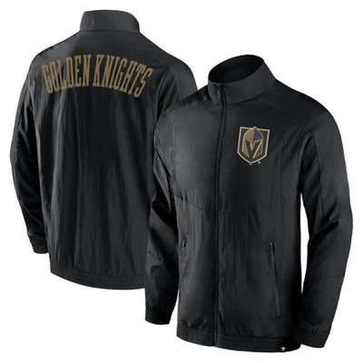 Fanatics Branded Black Vegas Golden Knights Step Up Crinkle Raglan Full-zip Windbreaker Jacket