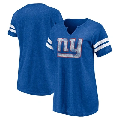 Fanatics Branded Royal New York Giants Plus Size Raglan Notch Neck T-shirt