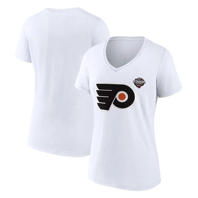 Fanatics Branded  White Philadelphia Flyers 2024 Nhl Stadium Series Logo V-neck T-shirt
