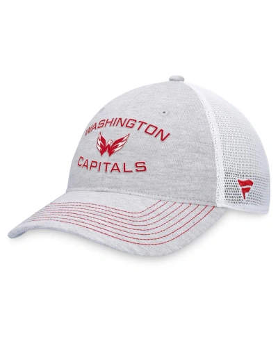 Fanatics Men's  Heather Gray Distressed Washington Capitals Trucker Adjustable Hat