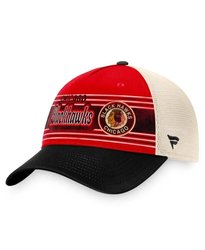 Fanatics Men's  Red, Black Distressed Chicago Blackhawks Heritage Vintage-like Trucker Adjustable Hat In Red,black