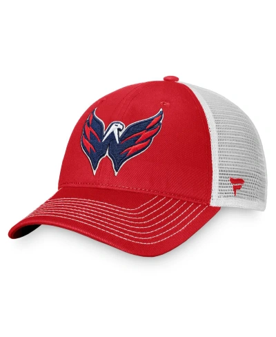Fanatics Men's  Red, White Washington Capitals Slouch Core Primary Trucker Snapback Hat In Red,white