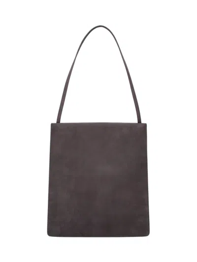 Fane Brown Pli Structured Suede Top-strap Tote Bag