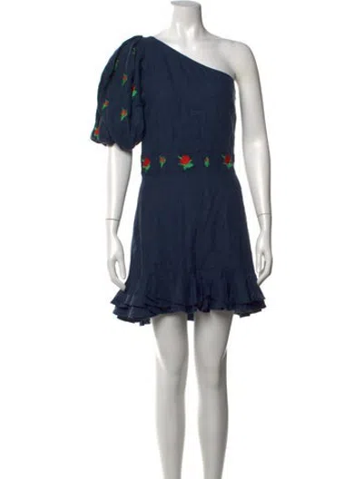 Pre-owned Fanm Mon Linen Mini Dress W/ Tags In Blue
