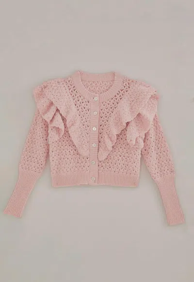 Farm Rio Flower Texture Knit Cardigan In Pink