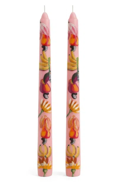 Farm Rio Fruit Juice Set Of 2 Taper Candles In Multi