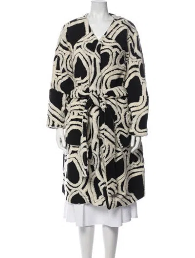 Pre-owned Farm Rio Patterned Coat In Black/neutrals