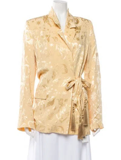Pre-owned Farm Rio Printed Blazer W/ Tags In Yellow