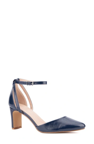Fashion To Figure Haisley Ankle Strap Pump In Navy