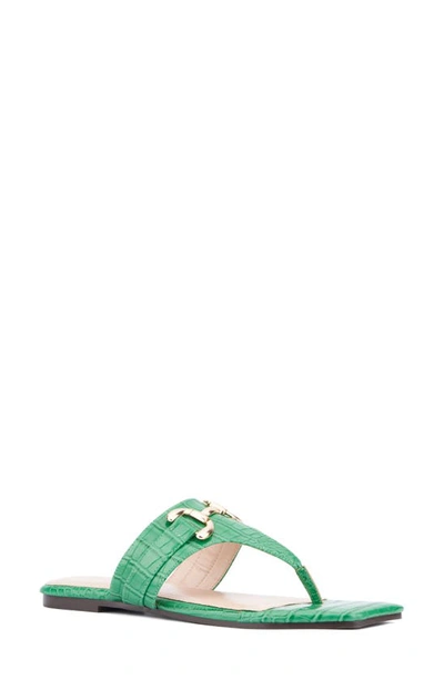 Fashion To Figure Saralyn Croc Embossed Sandal In Kelly Green Croc