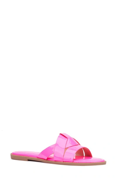 Fashion To Figure Tiana Slide Sandal In Neon Pink