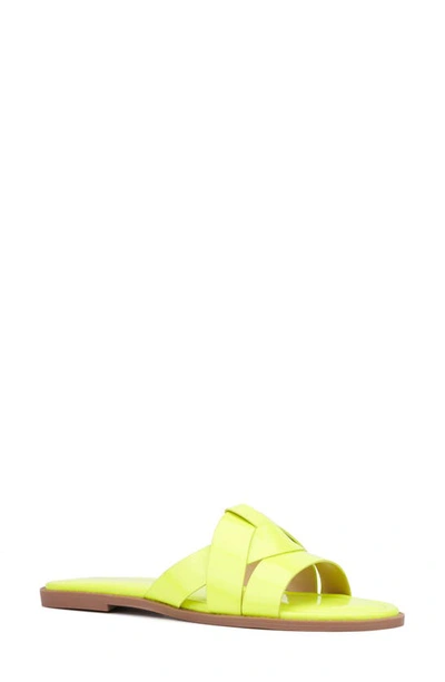 Fashion To Figure Tiana Slide Sandal In Yellow Neon