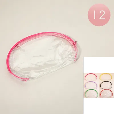 Fashnzfab 12pcs - Clear Transparent Cosmetic Pouch Bags In Multi