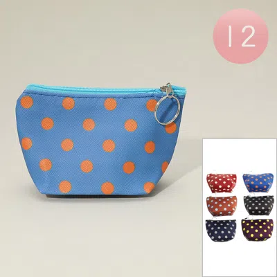 Fashnzfab 12pcs - Polka Dot Keychain Zipper Coin Purses In Multi
