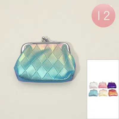 Fashnzfab 12pcs - Shimmer Quilted Mini Coin Purses In Multi