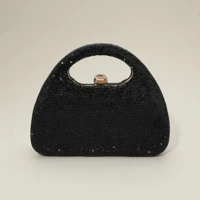 Fashnzfab Bling Studded Cutout Top Handle Clutch Crossbody Evening Bag In Black