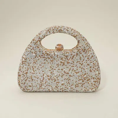 Fashnzfab Bling Studded Cutout Top Handle Clutch Crossbody Evening Bag In Gold
