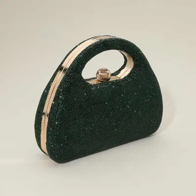 Fashnzfab Bling Studded Cutout Top Handle Clutch Crossbody Evening Bag In Green