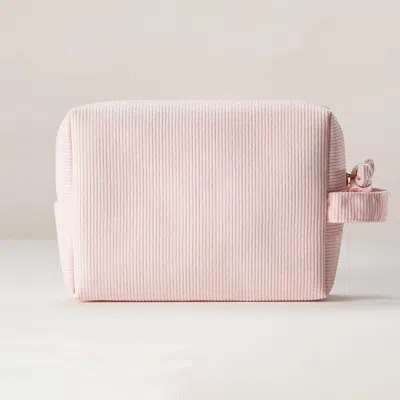 Fashnzfab Bow Accent Zipper Corduroy Cosmetic Organizer Pouch Bag In Multi