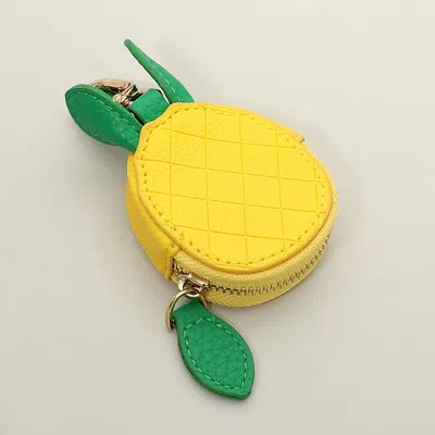 Fashnzfab Faux Leather Pineapple Keychain Bag Charm Coin Purse In Yellow