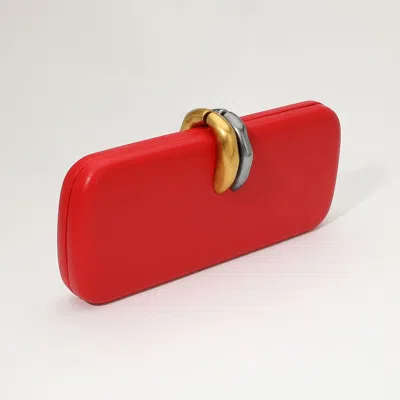 Fashnzfab Faux Leather Structured Crossbody Evening Clutch Bag In Red