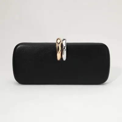 Fashnzfab Faux Leather Structured Crossbody Evening Clutch Bag In Black