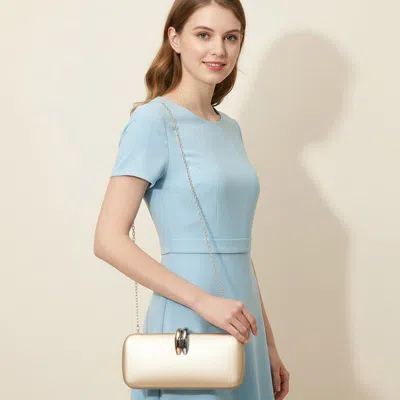 Fashnzfab Faux Leather Structured Crossbody Evening Clutch Bag In Gold