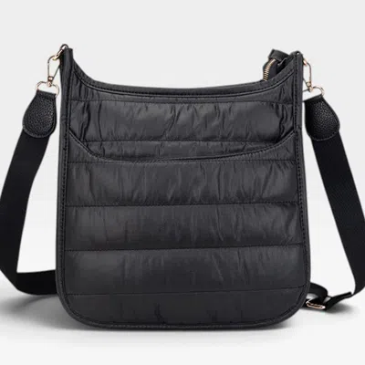 Fashnzfab Solid Quilted Puffer Crossbody Bag In Black