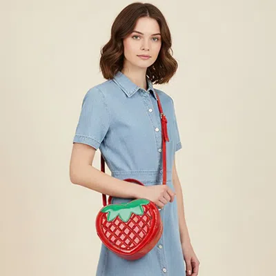 Fashnzfab Strawbery Top Handle Crossbody Handbag In Green