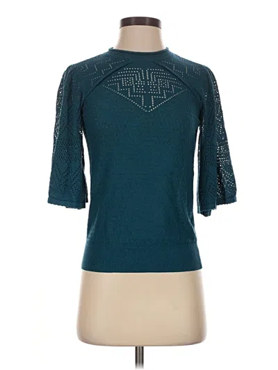 Pre-owned Fat Face 3/4 Sleeve Top Teal Mock Neckline Tops