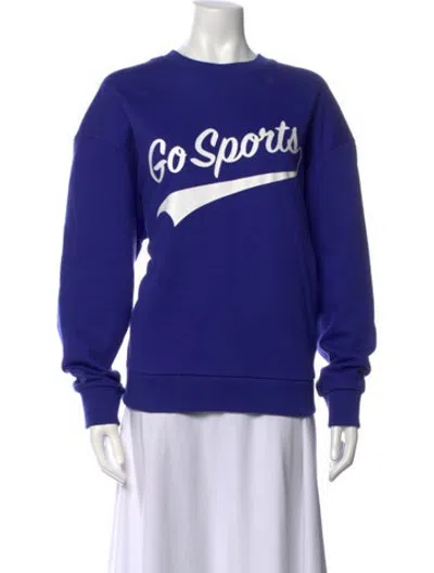 Pre-owned Favorite Daughter Graphic Print Crew Neck Sweatshirt In Blue