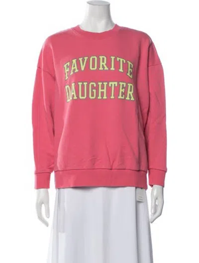 Pre-owned Favorite Daughter Graphic Print Crew Neck Sweatshirt In Pink