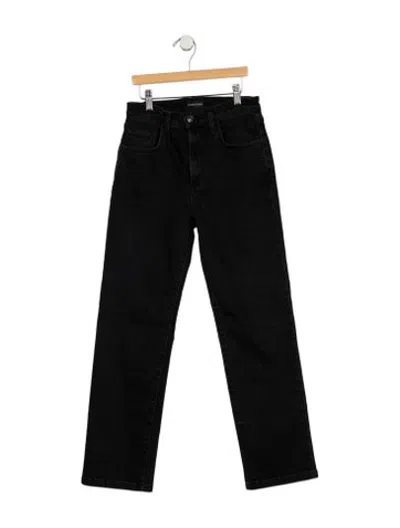 Pre-owned Favorite Daughter Mid-rise Straight Leg Jeans In Black
