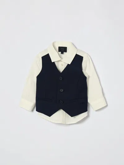 Fay Junior Babies'  Cotton Shirt With Vest In Black