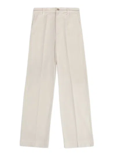 Fay Off-white Front Pleats Trousers