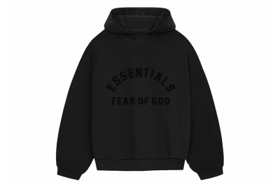 Pre-owned Fear Of God Essentials Nylon Fleece Hoodie Jet Black/jet Black