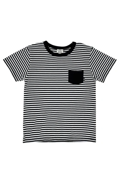 Feather 4 Arrow Babies' High Tide Stripe Pocket T-shirt In Black/ White