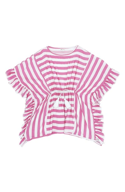 Feather 4 Arrow Kids' Summer Time Stripe Cover-up Caftan In Prism Pink