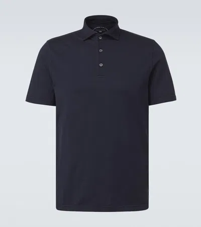 Fedeli Cotton Jersey Polo Shirt In Black