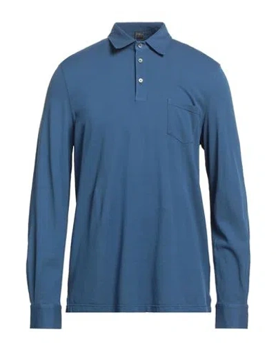 Fedeli Man Polo Shirt Blue Size 44 Cotton