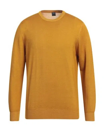 Fedeli Man Sweater Ocher Size 42 Merino Wool In Yellow
