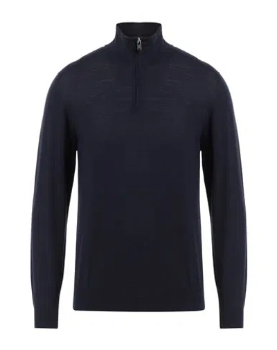 Fedeli Man Turtleneck Navy Blue Size 50 Virgin Wool In Navy Blue