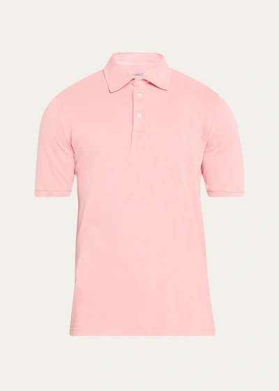Fedeli Men's Cotton Pique Polo Shirt In Pink