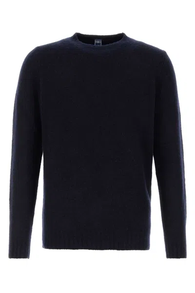 Fedeli Midnight Blue Stretch Wool Blend Mini Knit Sweater In Multi